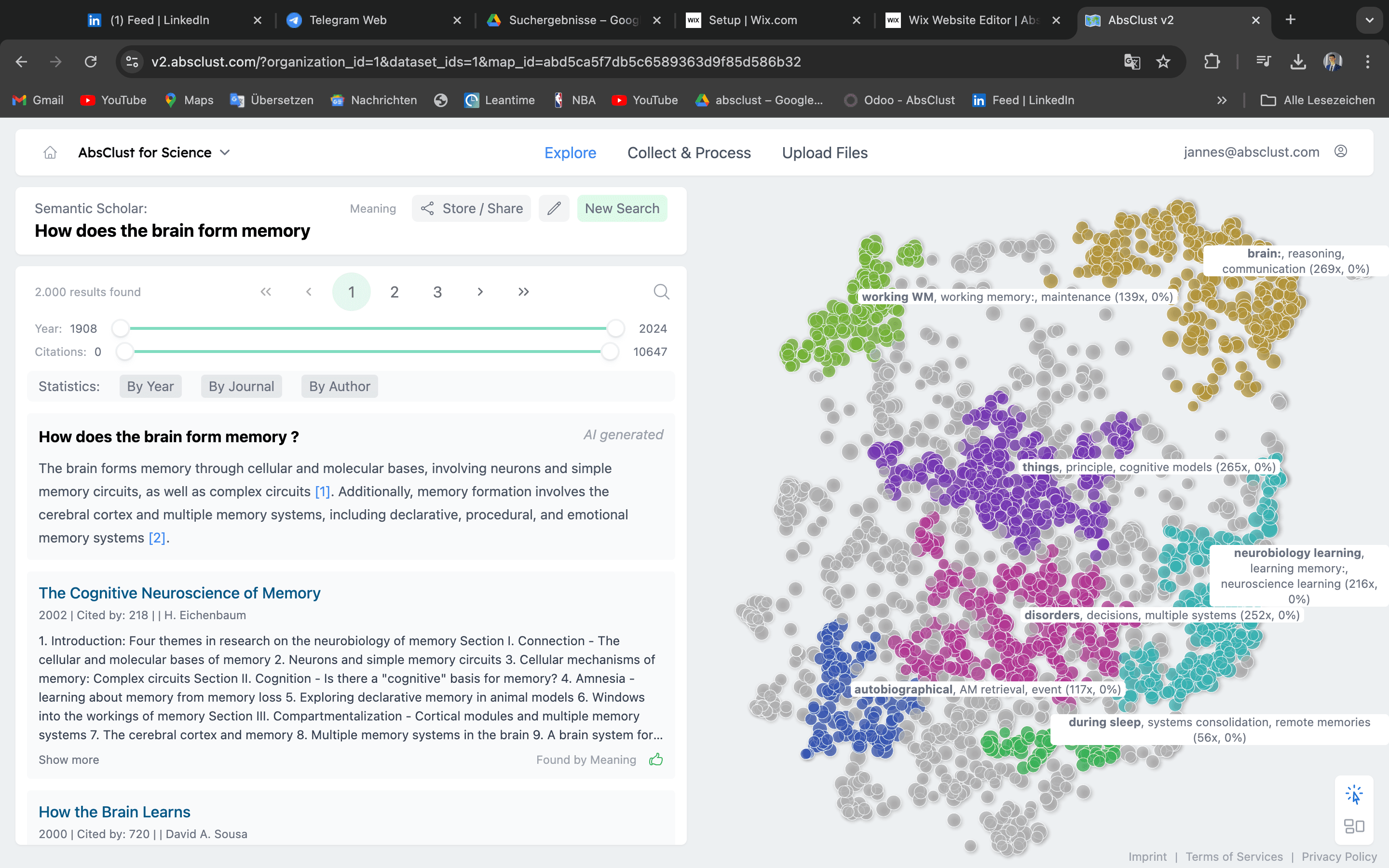 Search interface of AbsClust